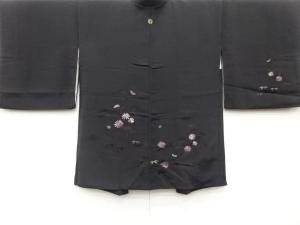 流水に花模様　刺繍　一つ紋　絵羽織